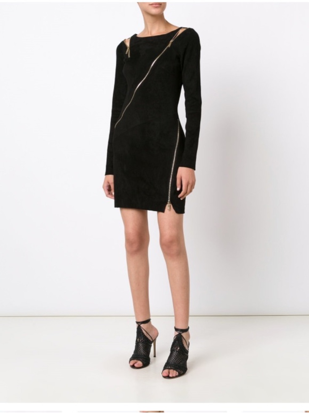 Jean-Claude Jitrois black lambskin minidress size 36.